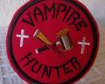 Vampire Hunter Patch: Gothic Embroidered Iron-On Applique