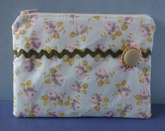 Floral sarcelle, Sac sarcelle, Cadeaux Sarcelle, Pochette florale, Trousse de toilette florale, Pochette à fermeture éclair, Housse pour tampons, Serviettes hygiéniques, Trousse victorienne, Pochette de voyage