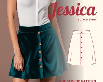 Button Skirt Pattern PDF \ Womens Skirt \ Sewing Patterns PDF \ Skirt Patterns Women \ Mini Skirt  Sewing \