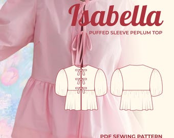 Puffed Sleeve Peplum Top Sewing Pattern: Beginner Friendly (PDF Pattern)
