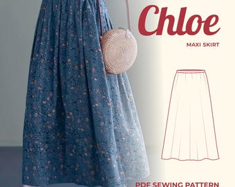 Maxi Skirt Sewing Pattern | 36-54 | Instant Download | Easy Digital PDF | Women&#39;s Long Elastic Waist Skirt