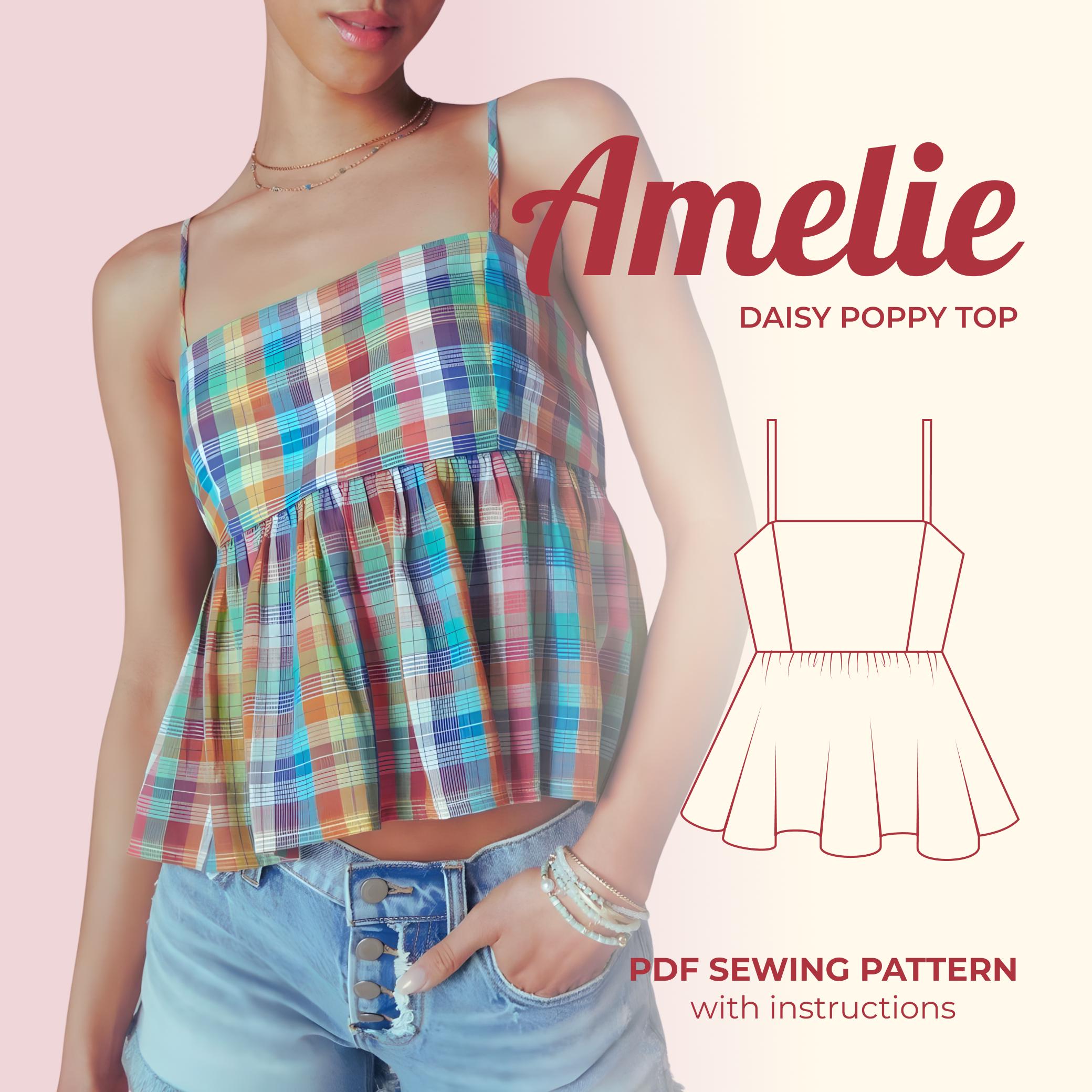 Women's Linen Blouse Sewing Pattern | Gathered Peplum | Easy