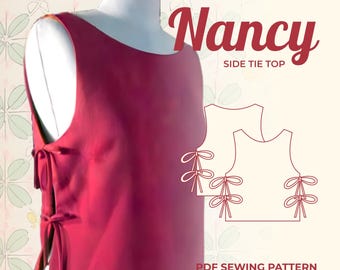 Patron de couture pour haut court noué sur le côté : femmes tailles US 6-24 (PDF numérique)