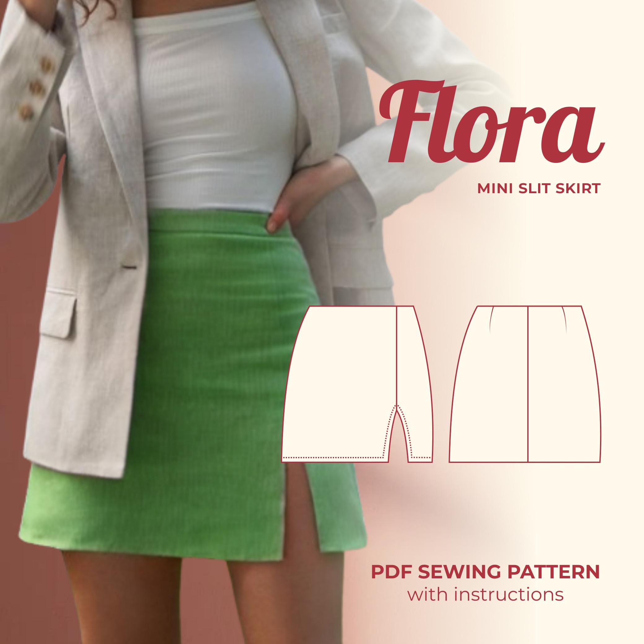 Slit Skirt Pattern | Slit Mini Skirt Sewing Pattern | Mini Skirt Sewing Pattern |  Women Sewing Pattern | Mini Skirt Pattern | Skirt Sewing
