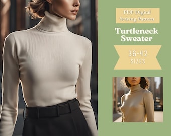 Womens Mock Neck Top Sewing Pattern: Long Sleeve Shirt (PDF Pattern)