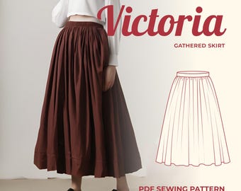 Vintage Skirt | Linen Skirt PDF Sewing Pattern | Midi Skirt | Cottagecore Skirt | Gathered Waist Skirt | Gathered Full-Length Skirt PDF