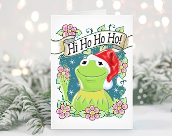 Kermit the Frog Christmas Card / 5x7 Holiday Greeting Card / Muppet Christmas