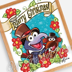 マペットのクリスマスキャロル 30 周年記念プリント / マペット / マペットのファンアート / ファインアートイラスト / ゴンゾとリッツォ / チャールズ・ディケンズ