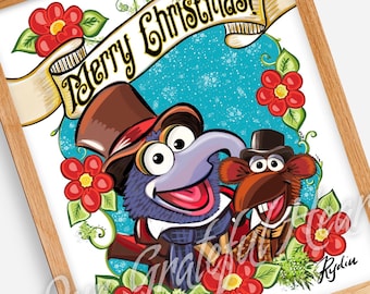 A Muppet Christmas Carol 30e verjaardag print / The Muppets / Muppet fanart / Fine Art illustratie / Gonzo en Rizzo / Charles Dickens