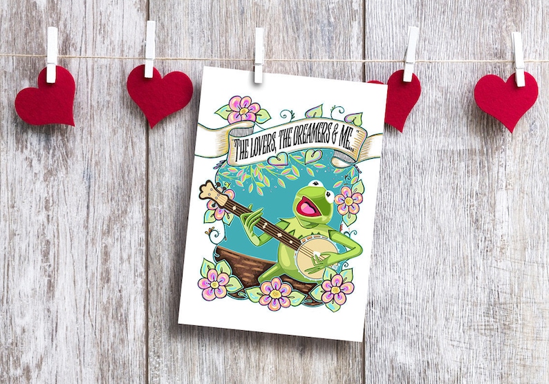 Rainbow Connection Kermit Greeting Card / A 5x7 Muppet Fan Art Card / Love Valentines Day / Birthday / Anniversary image 2