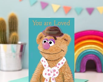 Fozzie Bear Greeting Card / A 5x7 Muppet Fan Art Card / Love Valentines Day / Birthday / Anniversary