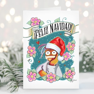 Carte Feliz Navidad Crevette Pepé the King / Carte de Noël 5 x 7