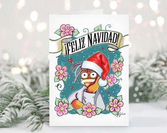 Pepé the King Prawn Feliz Navidad Card / 5x7 Christmas Card