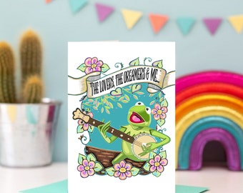 Rainbow Connection Kermit Greeting Card / A 5x7 Muppet Fan Art Card / Love Valentines Day / Birthday / Anniversary