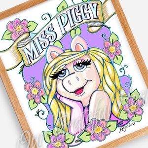 Mademoiselle Piggy / Fan Art / Ilustracja artystyczna / Akwarela
