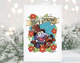 A Muppet Christmas Carol Christmas Card / Muppet Holiday Greeting Card / featuring Kermit and Robin