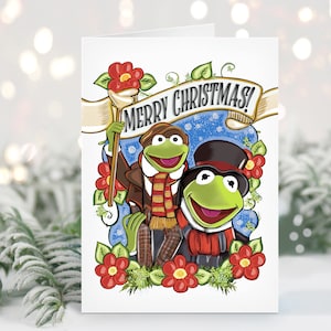 Un biglietto di auguri natalizio Muppet Christmas Carol / Biglietto di auguri natalizi 5x7 / Kermit e Robin