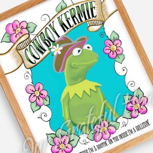Cowboy Kermie / Cowboy Kermit / Muppet Fan Art / Fine Art Illustration / Kermit the Frog Art