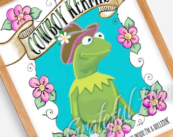 Cowboy Kermie / Cowboy Kermit / Muppet Fan Art / Fine Art Illustration / Kermit the Frog Art