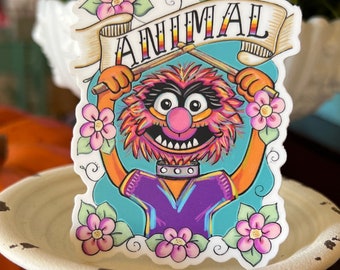 Animal Muppet Satin Vinyl Decal Sticker / Electric Mayhem / water bottle / bullet journals / hydro flask