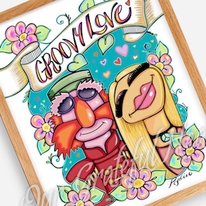 Groovy Love / Floyd Pepper and Janice / The Muppets / The Electric Mayhem / Muppet Fan Art / Fine Art Illustration / Watercolor