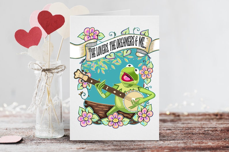 Rainbow Connection Kermit Greeting Card / A 5x7 Muppet Fan Art Card / Love Valentines Day / Birthday / Anniversary image 3