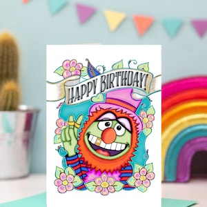 Dr. Teeth Happy Birthday/een 5x7 Muppet Fan Art-kaart