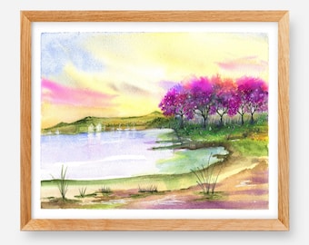 Beautiful Little Lake - Landscape Watercolor Print
