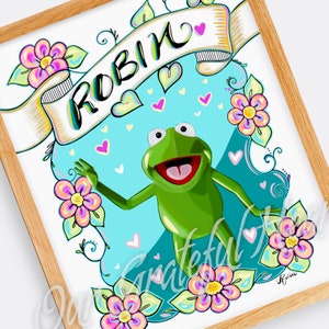Robin the Frog / Kermit Nephew / The Muppets / Muppet Fan Art / Fine Art Illustration / Watercolor