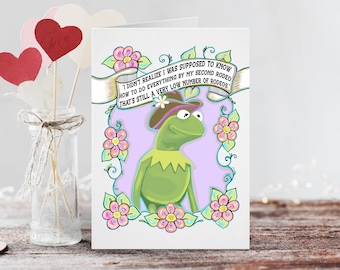 Cowboy Kermit Greeting Card / A 5x7 Muppet Fan Art Card / Love Valentines Day / Birthday / Anniversary