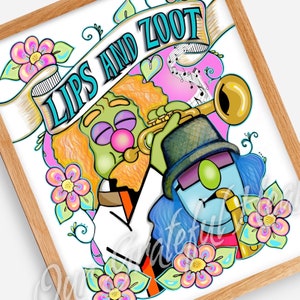 Lips and Zoot / The Muppets / The Electric Mayhem / Muppet Fan Art / Fine Art Illustration / Watercolor