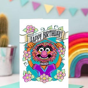 Animal Muppet Happy Birthday / A 5x7 Muppet Fan Art Card / Electric Mayhem