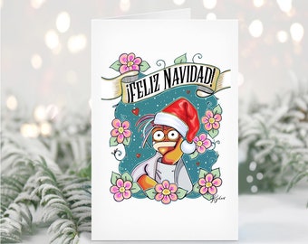 Pepé the King Prawn Feliz Navidad Card / Christmas Card / Muppet Christmas Card