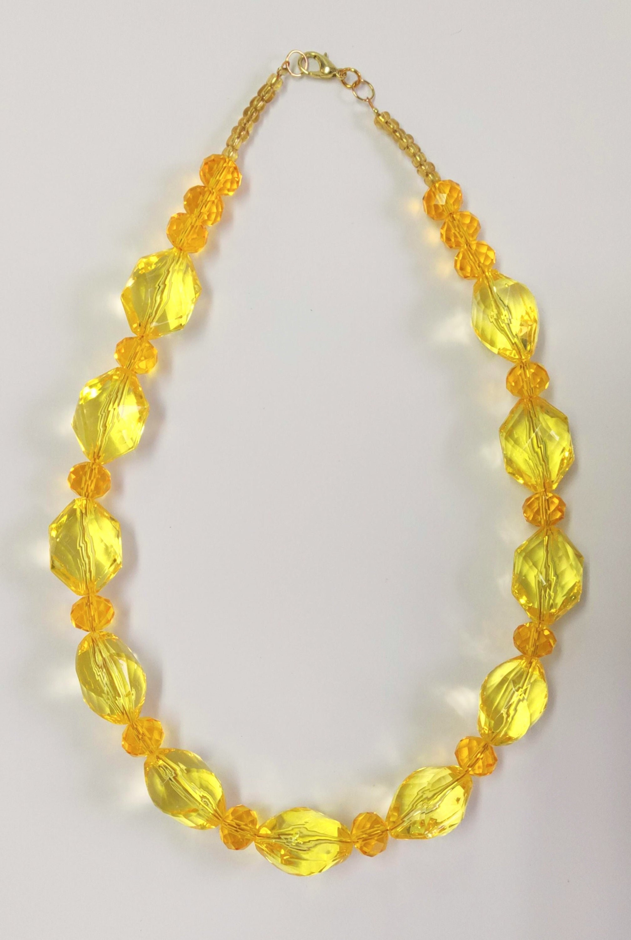 Women’s Bright Yellow Chunky Bead Choker Necklace