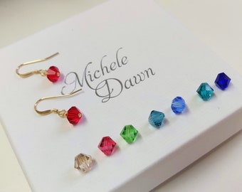 Tiny crystal drop earrings. 14k gold filled & sterling silver earrings with czech crystals. Choice of colours. HoC All seasons. Gift for her