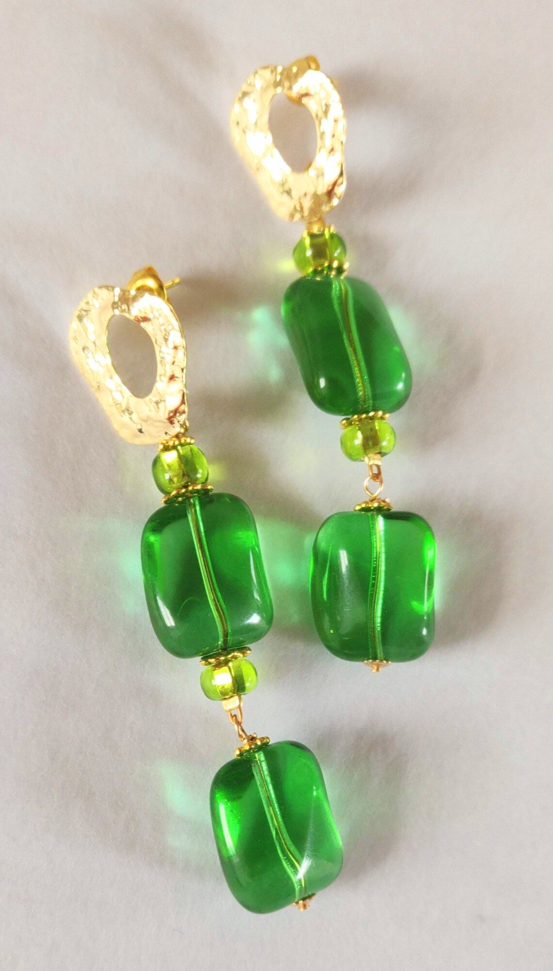 large green drop earrings