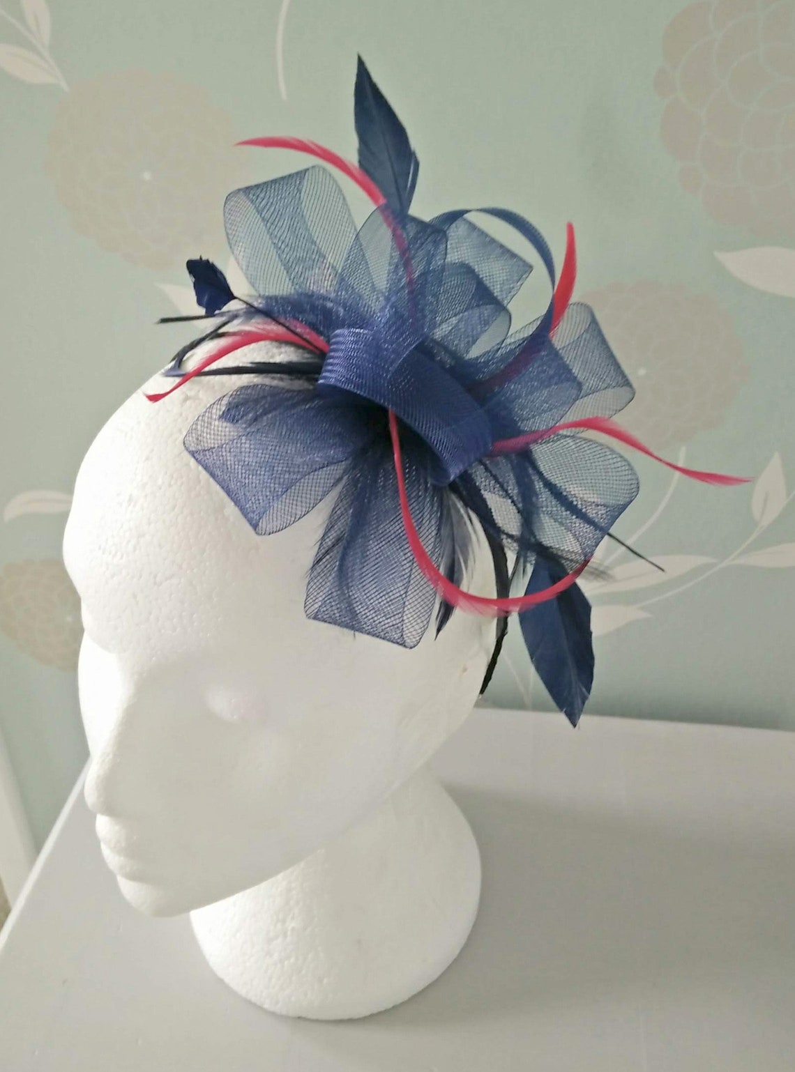 Small black fascinator on comb or hairband. Option to add Etsy