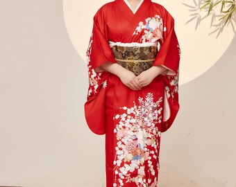 Japanse Kimono wasbaar met Obi-riem, bloemkimono, Japanse Yukata, Furisode Kimono