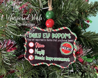 Daily Elf Report Ornament |elf report ornament |elf activities |elf ornament | Naughty or Nice Santa Report | Santa Report