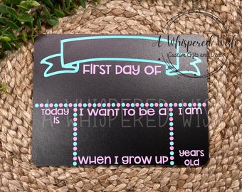 Personalized First Day of School Chalkboard, Photo Prop