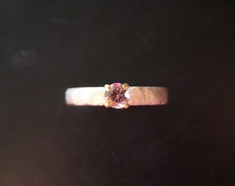 Pink Tourmaline Ring in Recycled Sterling Silver and 18K Gold - Size 7.25