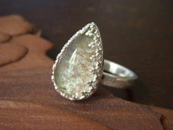 Phantom Quartz Pear Drop in Sterling - Size 8.75