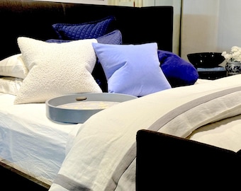 Boucle Throw Pillow, Off White Linen Accent for Sofa or Bedroom