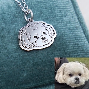 Custom Dog Portrait 925 Silver Necklace, Personalized Photo Necklace, Dog Lover Gift Personalized Pet Memorial Gift Handmade hand draw Charm