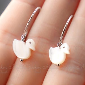 Sterling Silver Duck Earrings, Gold Cute Duck Hoop Earrings, Duck Animal Earring, Nature Inspired Earrings, Pet Lover Jewelry, For Gift