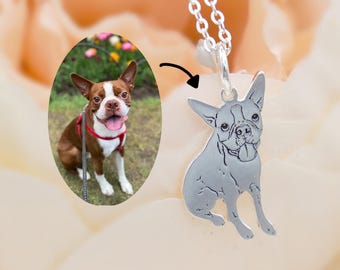 Collar personalizado con retrato de mascota en plata de ley 925, regalo conmemorativo personalizado para perros