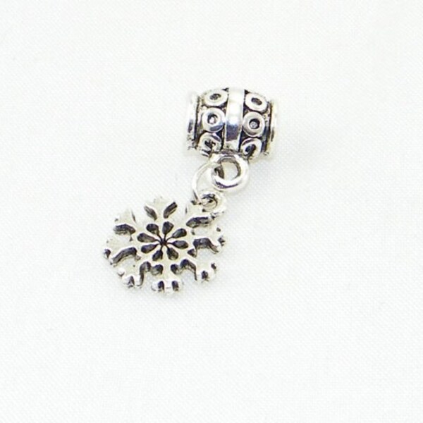 Tibetan silver snowflake dangle charm for Troll style bracelet