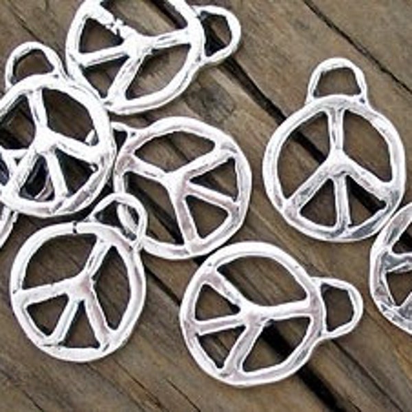 1 Artisan Sterling Silver Small PEACE Sign Charm 17mm -1 pc