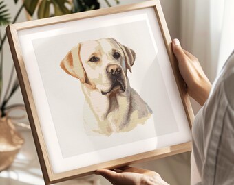 ラブラドール・レトリバーのクロスステッチ図案｜犬の肖像画ウォール