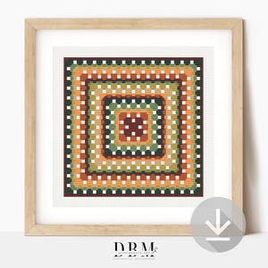 Granny Square Cross Stitch Pattern | Autumn Vibes Motif | PDF Guide | Digital Download | Cross Stitch Wall Art | Beginner Cross Stitch